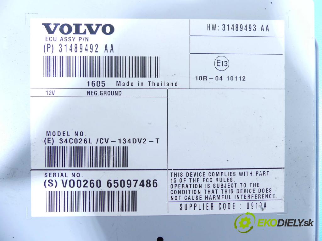 Volvo V40 II 2012-2019 2.0 D2 120 HP manual 88 kW 1969 cm3 5- Zesilovač: P31489492AA (Zosilňovače)