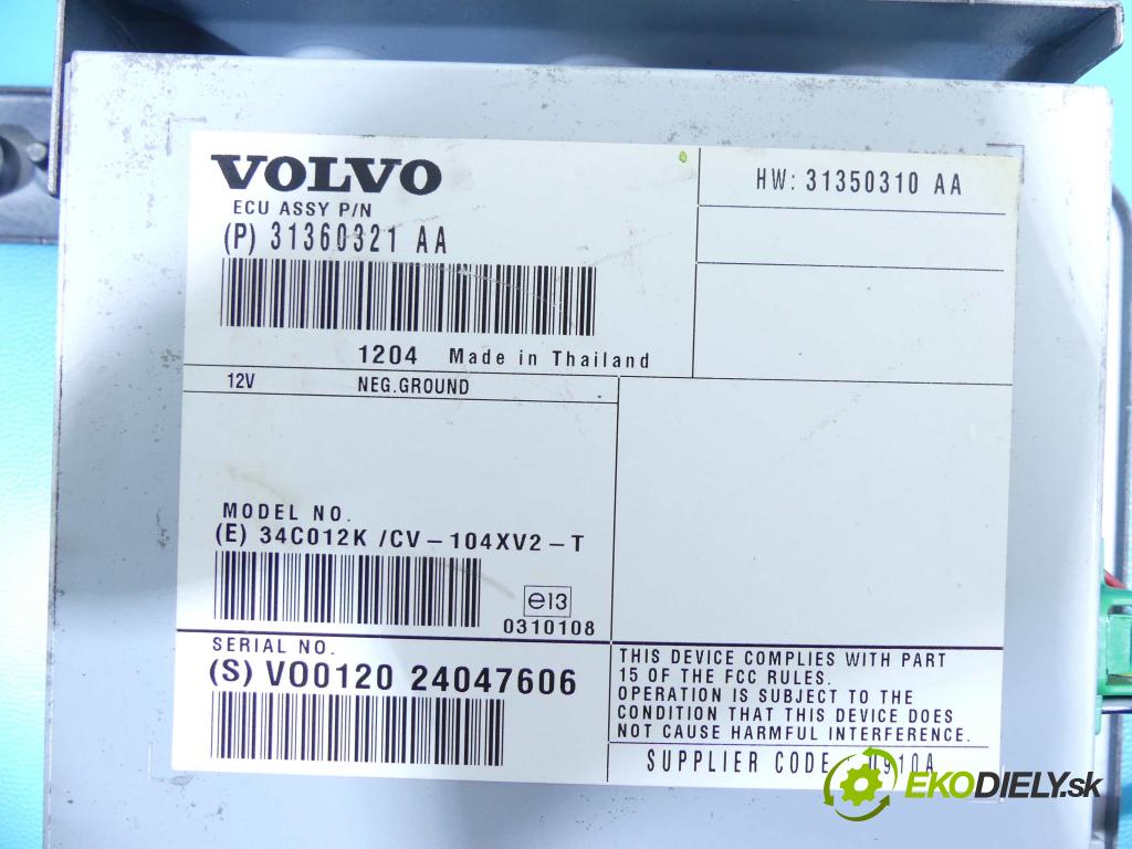 Volvo S60 II 2010-2018 2.0 D3 163 HP automatic 120 kW 1984 cm3 4- Zesilovač: 31360321AA (Zosilňovače)