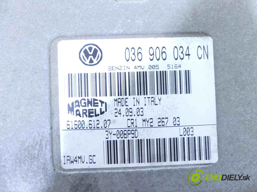Vw Golf IV 1997-2003 1.6 16V 105 hp manual 77 kW 1598 cm3 3- řídící jednotka motoru 036906034CN