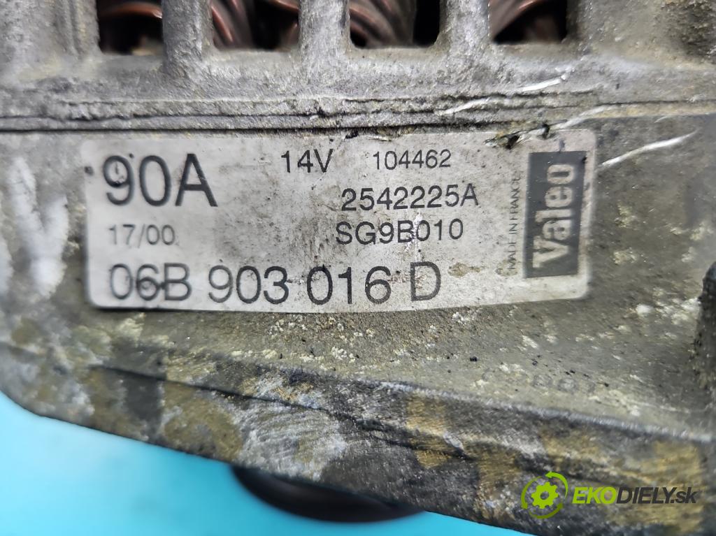 Audi A4 B5 1994-2001 1.8 T 150 hp manual 110 kW 1781 cm3 5- Alternator 06B903016D (Alternátory)