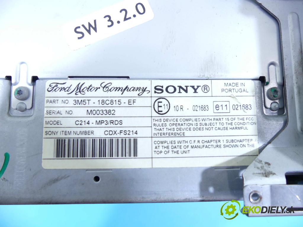 Ford C-Max I 2003-2010 1.8 16V 120 HP manual 88 kW 1798 cm3 5- Radio originál 3M5T-18C815-EF