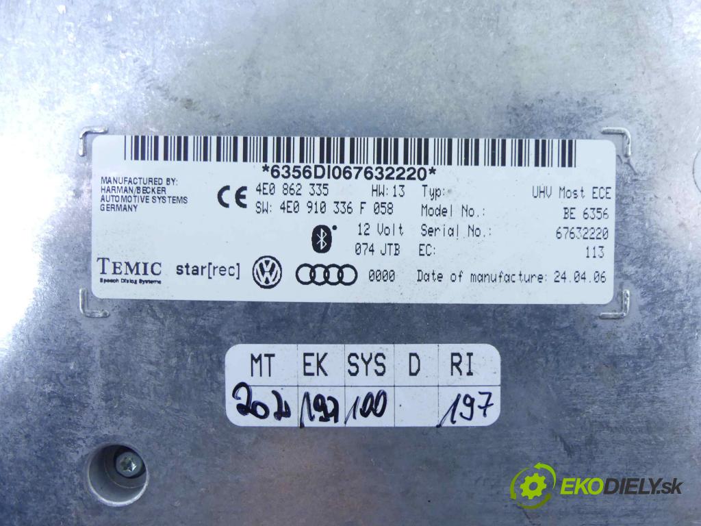 Audi A8 D3 2002-2009 4,2.0 V8 tdi 326KM automatic 240 kW 4134 cm3 4- modul riadiaca jednotka 4E0862335 (Ostatné)