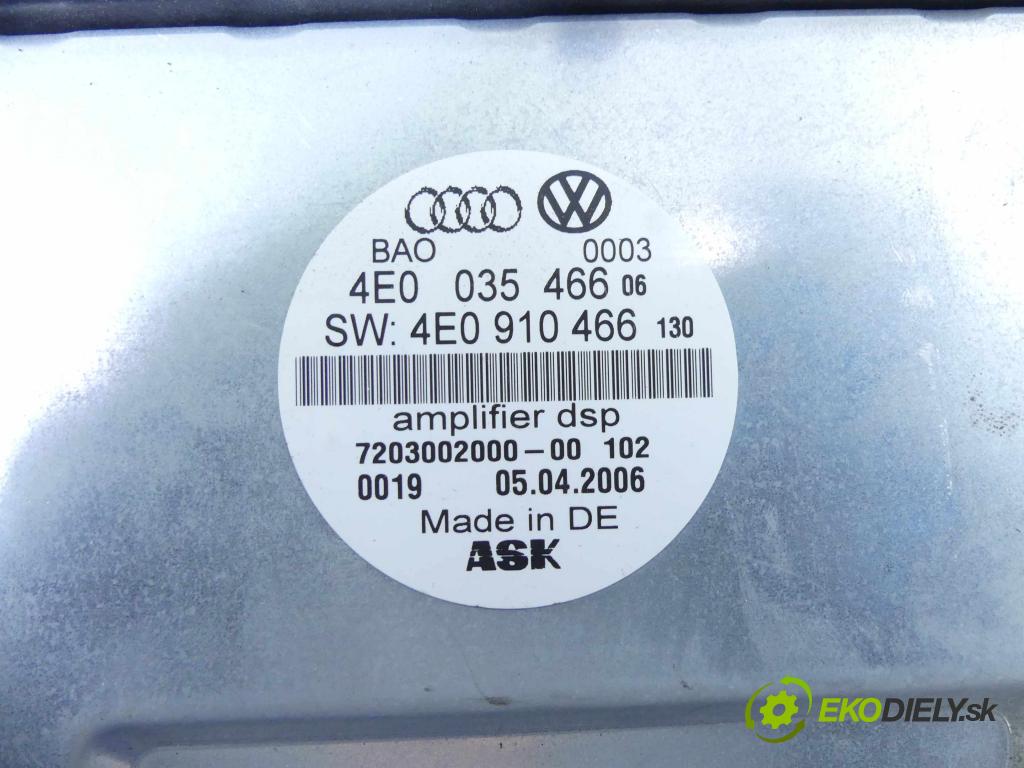 Audi A8 D3 2002-2009 4,2.0 V8 tdi 326KM automatic 240 kW 4134 cm3 4- Zesilovač: 4E0910466 (Zosilňovače)
