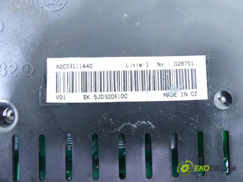 Skoda Roomster 1.4 tdi 80 HP manual 59 kW 1422 cm3 5- prístrojovka/ budíky 5J0920810C (Prístrojové dosky, displeje)