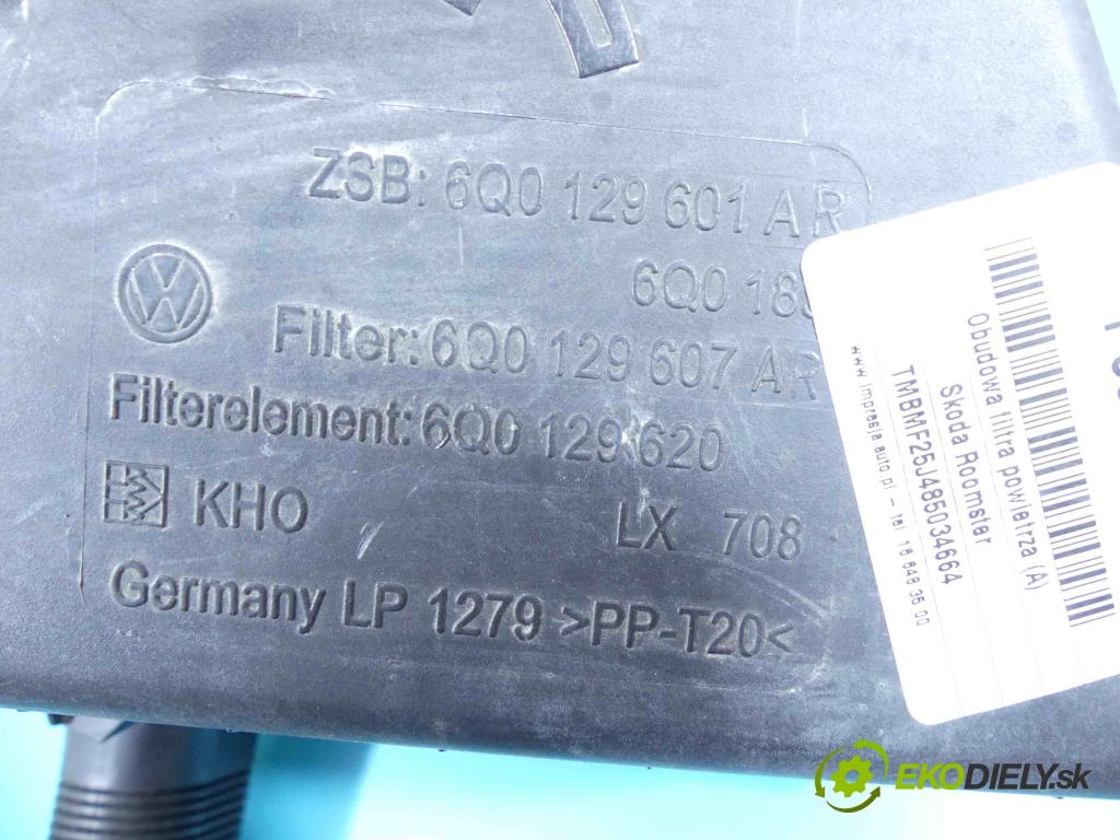 Skoda Roomster 1.4 tdi 80 HP manual 59 kW 1422 cm3 5- obal filtra vzduchu 6Q0129618G (Obaly filtrov vzduchu)