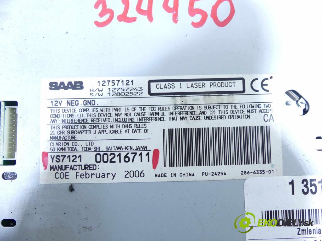 Saab 9-3 II 2002-2012 1.9 TiD 120 HP manual 88 kW 1910 cm3 4- Menič: cd 12757121 (CD meniče)