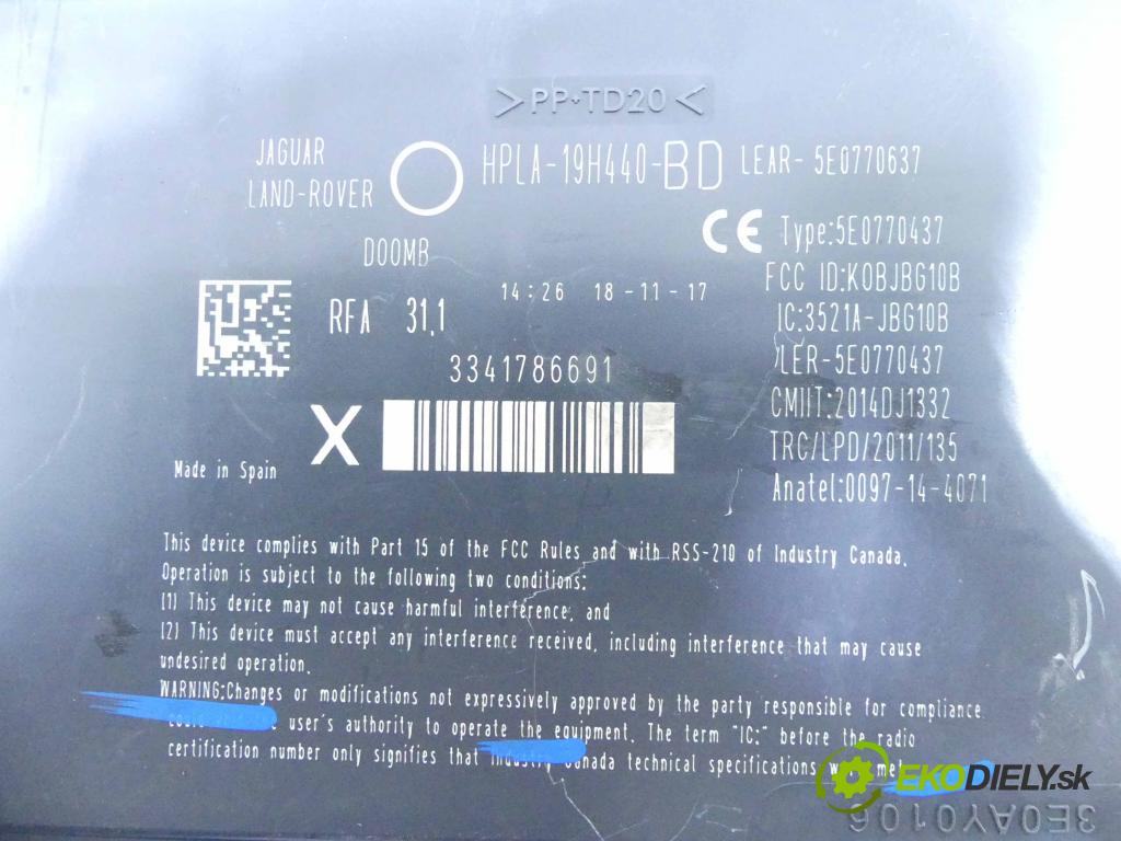 Jaguar F-Pace 16- 2.0d 179KM automatic 132 kW 1999 cm3 5- modul riadiaca jednotka HPLA-19H440-BD (Ostatné)