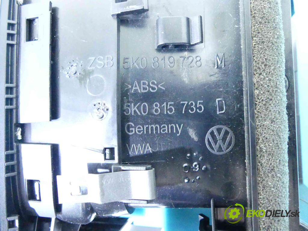 Vw Golf VI 2008-2013 1.4 16V 80 HP manual 59 kW 1390 cm3 5- Mřížka: kúrenia stredová 5K0819728M (Mriežky kúrenia (fukáre))
