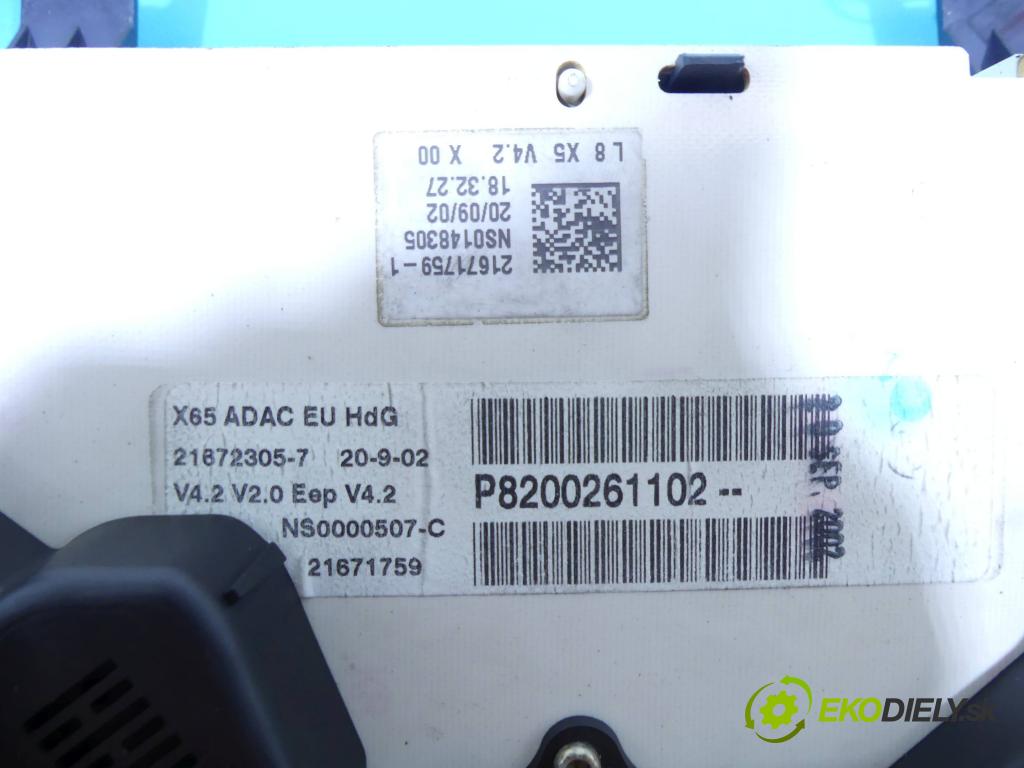 Renault Clio II 1998-2012 1,2.0 16v 75 HP manual 55 kW 1149 cm3 3- prístrojovka/ budíky P8200261102 (Prístrojové dosky, displeje)