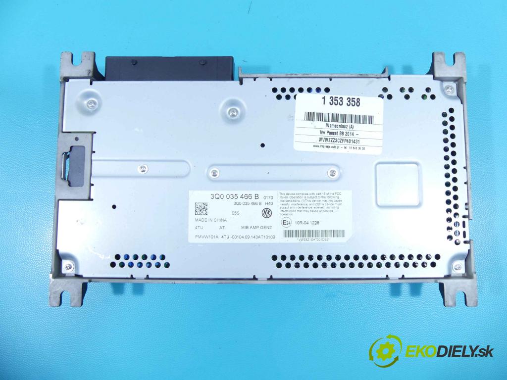 Vw Passat B8 2014 - 2.0 tdi 239KM automatic 176 kW 1968 cm3 5- Zesilovač: 3Q0035466B (Zosilňovače)