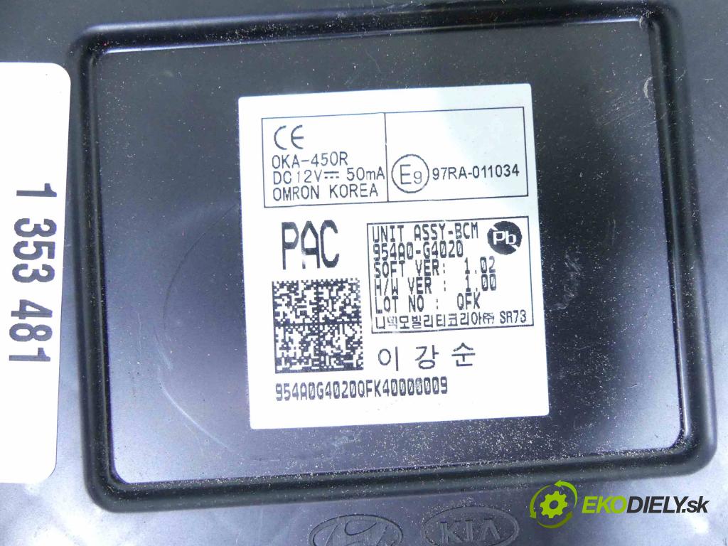 Hyundai I30 III 2016- 1.5 DPI 16V 110 HP manual 80,9 kW 1498 cm3 5- modul riadiaca jednotka 954A0-G4020 (Ostatné)