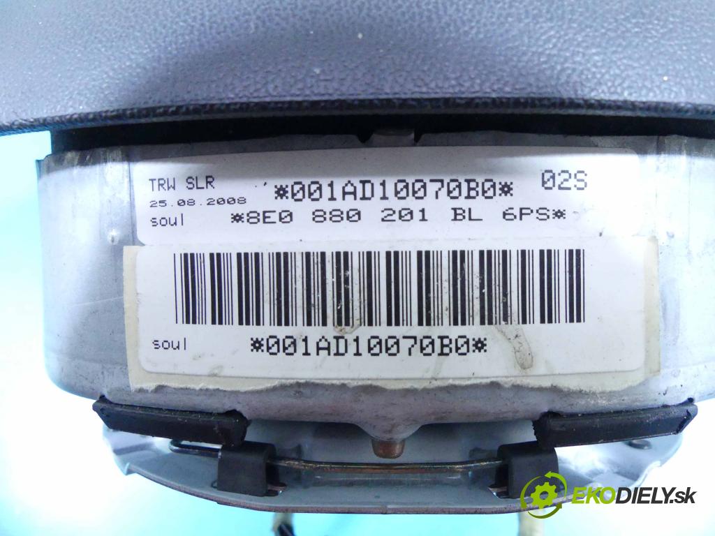 Audi A4 B7 2004-2008 2.0 tdi 170 HP manual 125 kW 1968 cm3 5- airbag vzduch: Řidiči: 8E0880201BL (Airbagy)