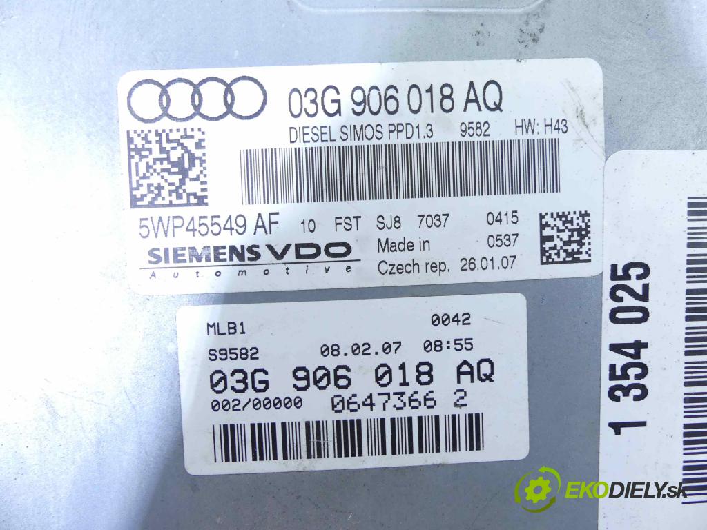 Audi A4 B7 2004-2008 2.0 tdi 170 hp manual 125 kW 1968 cm3 5- řídící jednotka motoru 03G906018AQ