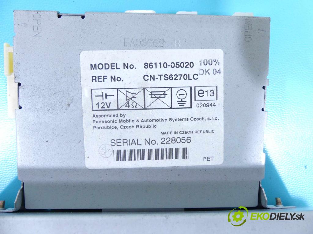 Toyota Avensis II T25 2003-2008 2.0 vvti 147 HP manual 108 kW 1998 cm3 5- Zobrazit: 86110-05020 (Prístrojové dosky, displeje)