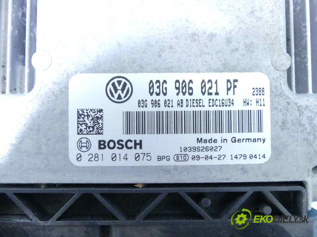 Vw Caddy III 2K 2003-2020 1.9 tdi 105 hp manual 77 kW 1896 cm3 5- řídící jednotka motoru 03G906021PF