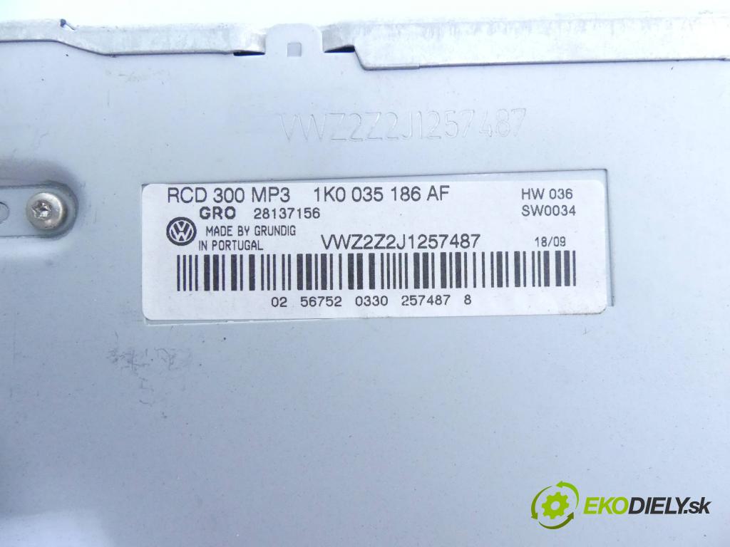 Vw Caddy III 2K 2003-2020 1.9 tdi 105 HP manual 77 kW 1896 cm3 5- Radio originál 1K0035186AF