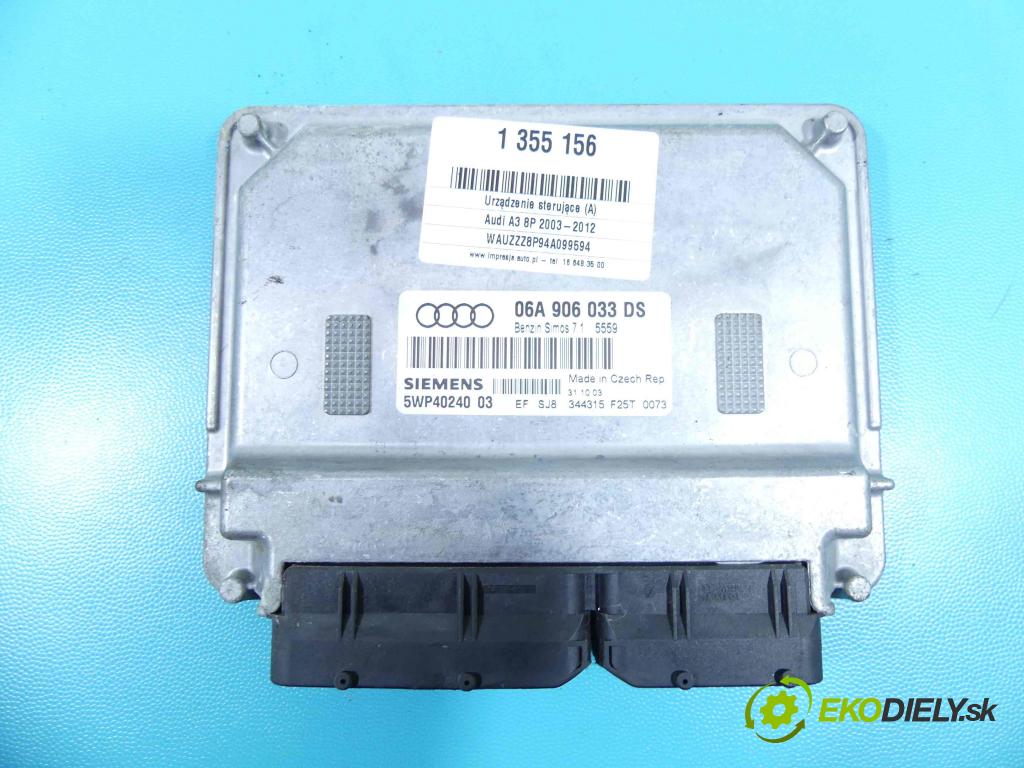 Audi A3 8P 2003-2012 1.6 8V 102 hp manual 75 kW 1595 cm3 3- řídící jednotka motoru 06A906033DS