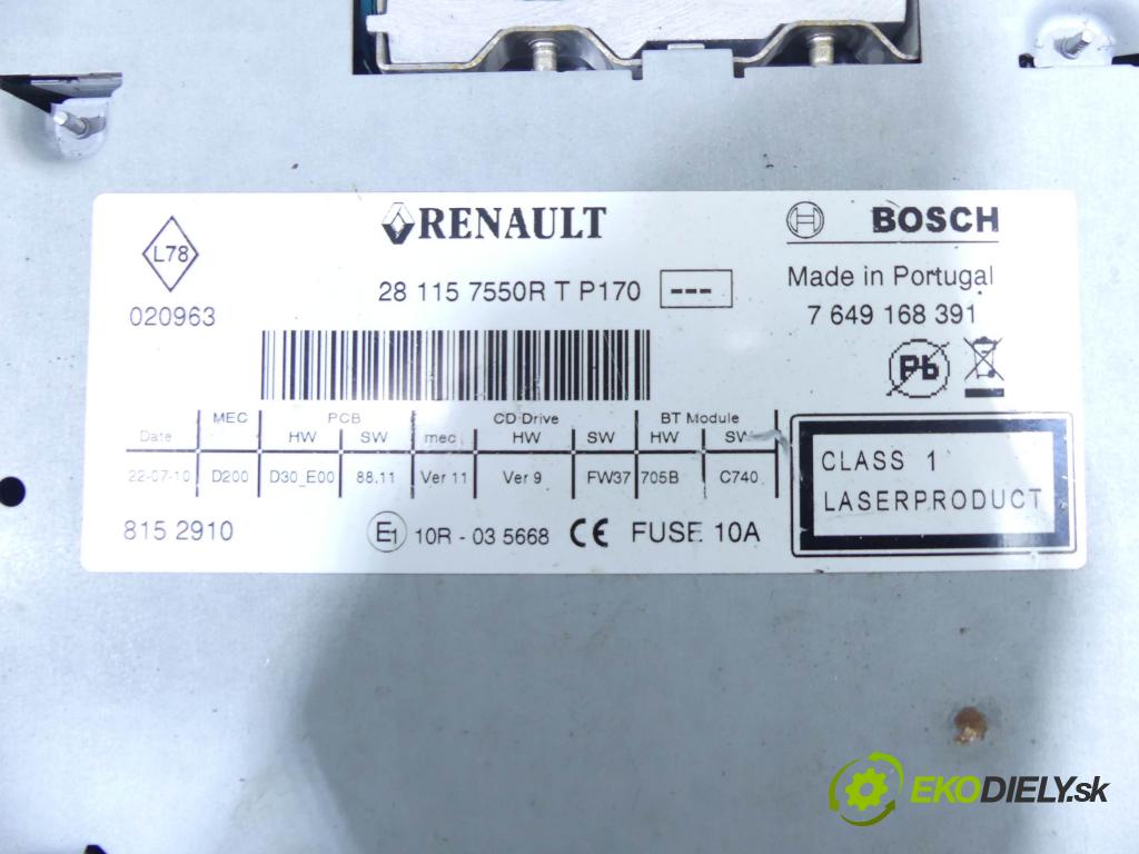 Renault Megane III 2008-2016 2.0 dci 160 HP manual 118 kW 1995 cm3 5- Radio originál 7649168391
