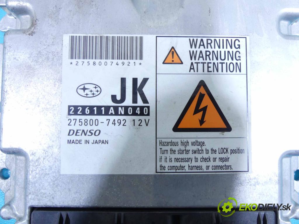 Subaru Legacy IV 2004-2009 2.0 D boxer 150 hp manual 110 kW 1998 cm3 4- řídící jednotka motoru 275800-7492