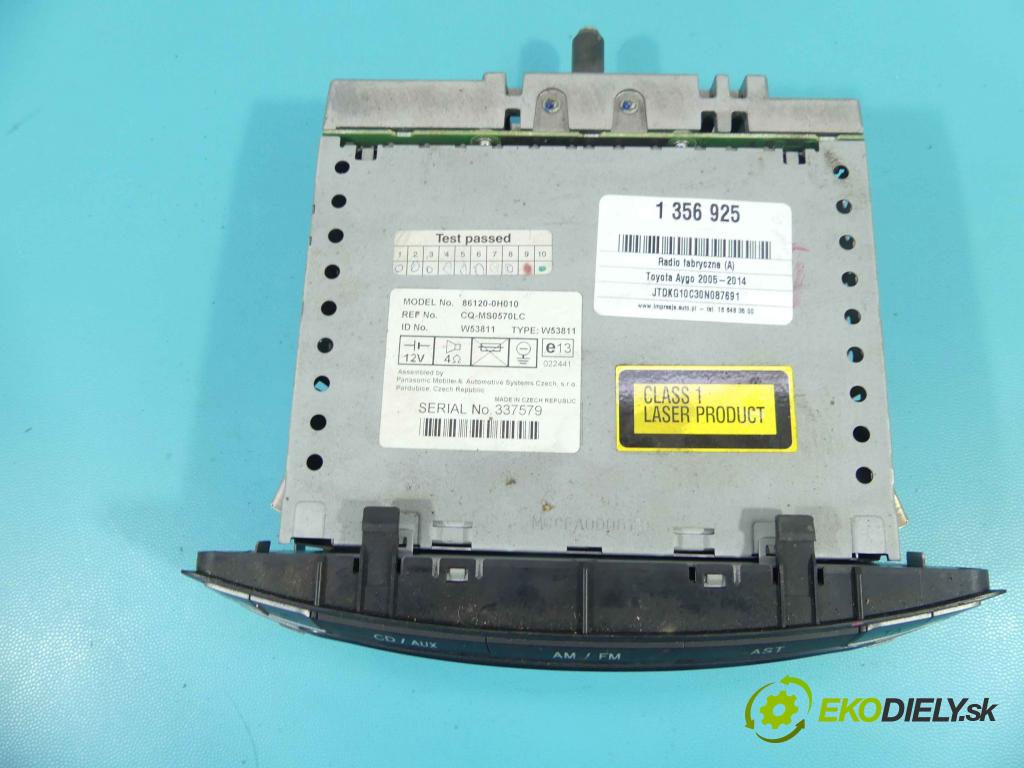 Toyota Aygo 2005-2014 1.0 68 HP manual 50 kW 998 cm3 5- Radio originál 86120-0H010