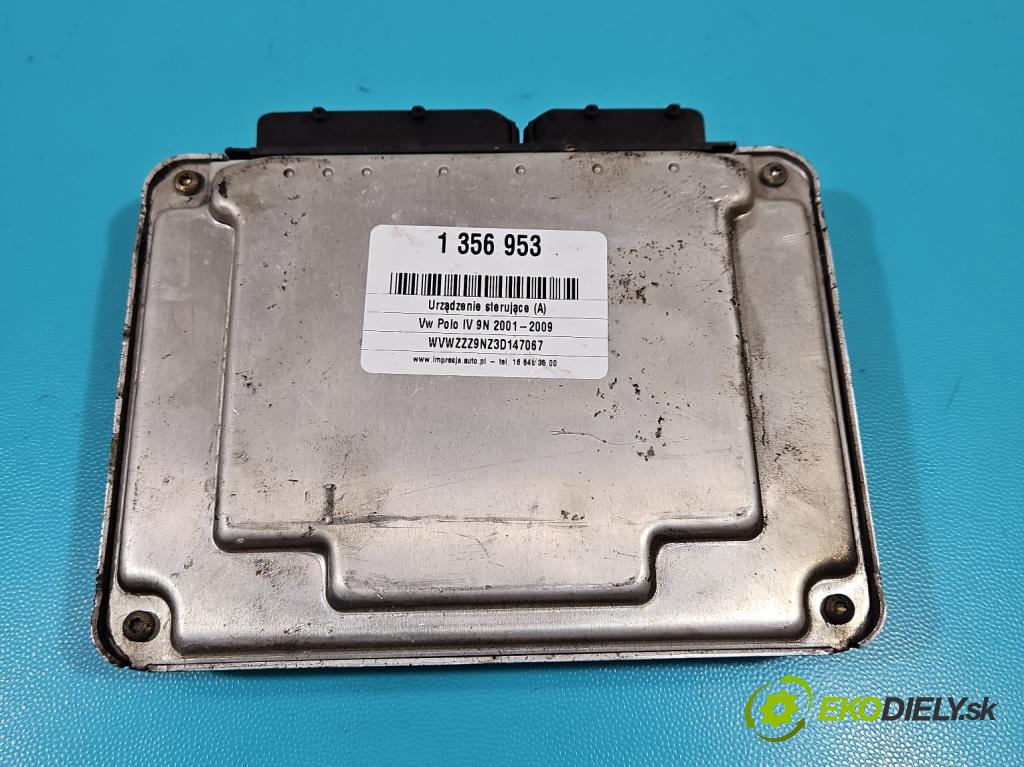 Vw Polo IV 9N 2001-2009 1.9 tdi 101 hp manual 74 kW 1896 cm3 5- řídící jednotka motoru 038906019JK