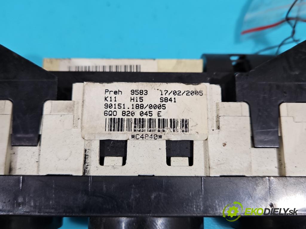 Vw Polo IV 9N 2001-2009 1.4 tdi 75 HP manual 55 kW 1422 cm3 5- panel kúrenia 6Q0920045E