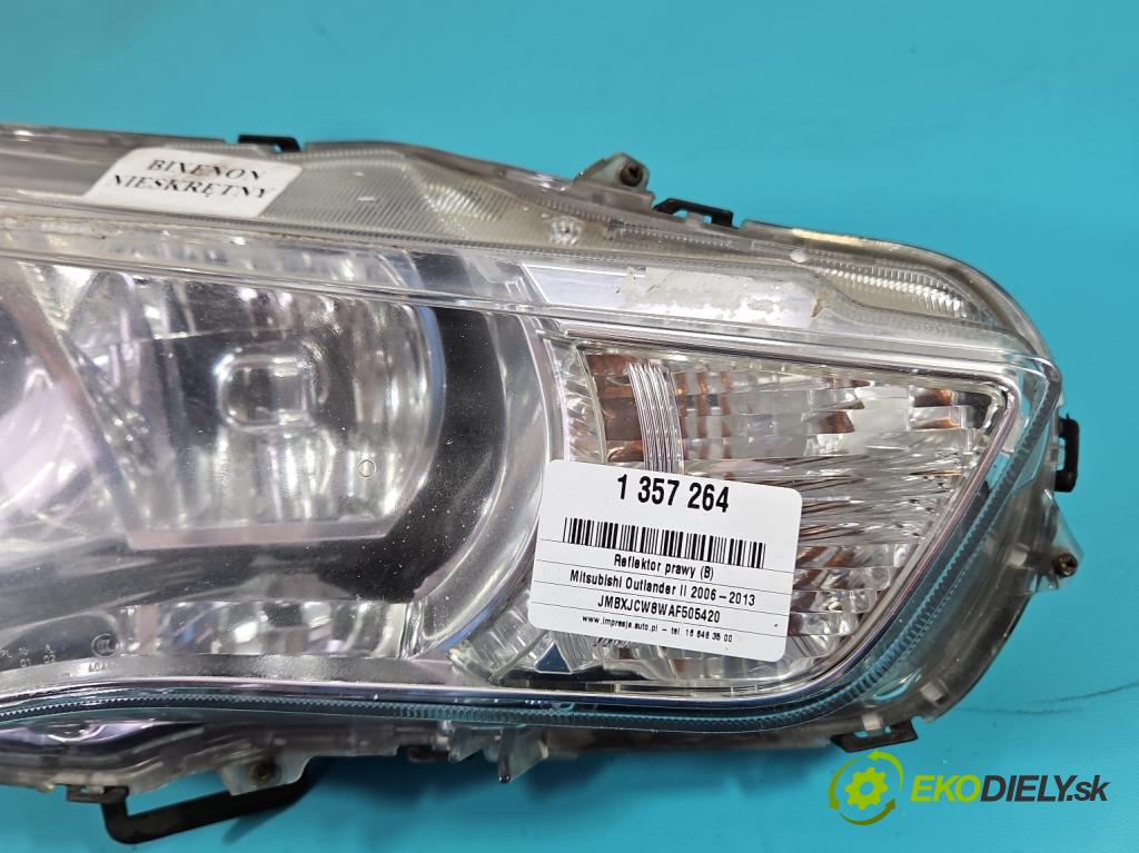 Mitsubishi Outlander II 2006-2013 2.0 DI-D 140 HP manual 103 kW 1968 cm3 5- Reflektor: pravý  (Pravé)