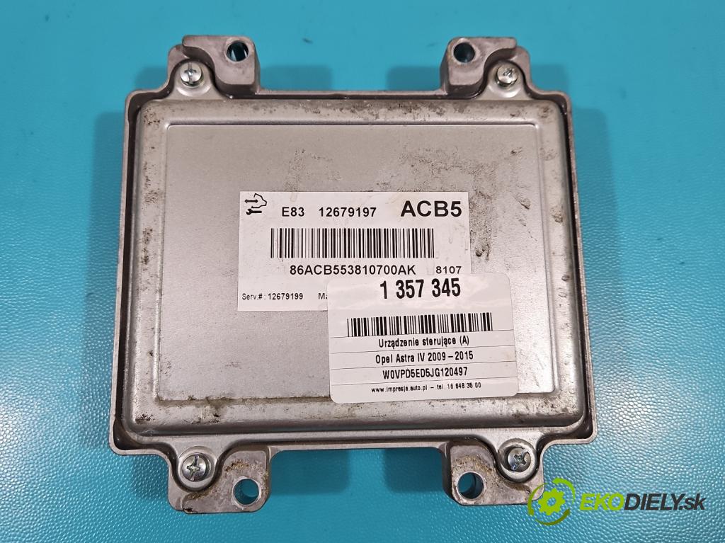 Opel Astra IV 2009-2015 1.6 16V 116 hp manual 85 kW 1598 cm3 4- řídící jednotka motoru 12679197