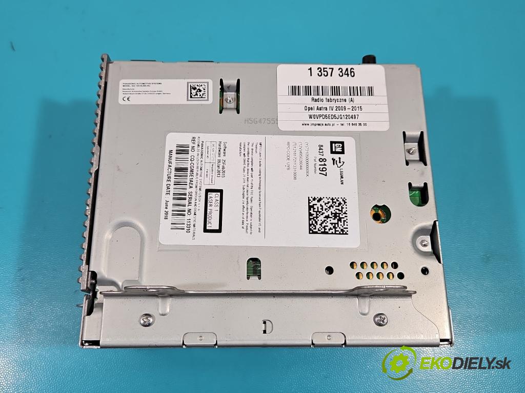 Opel Astra IV 2009-2015 1.6 16V 116 HP manual 85 kW 1598 cm3 4- Radio originál 84378197