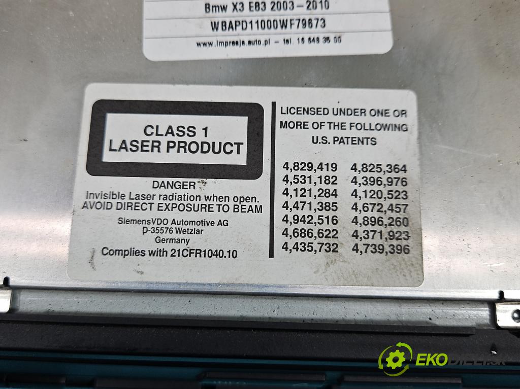 Bmw X3 E83 2003-2010 2.0d 150 HP manual 110 kW 1995 cm3 5- Radio originál 9132254