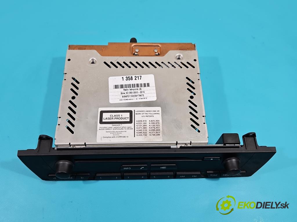 Bmw X3 E83 2003-2010 2.0d 150 HP manual 110 kW 1995 cm3 5- Radio originál 9132254