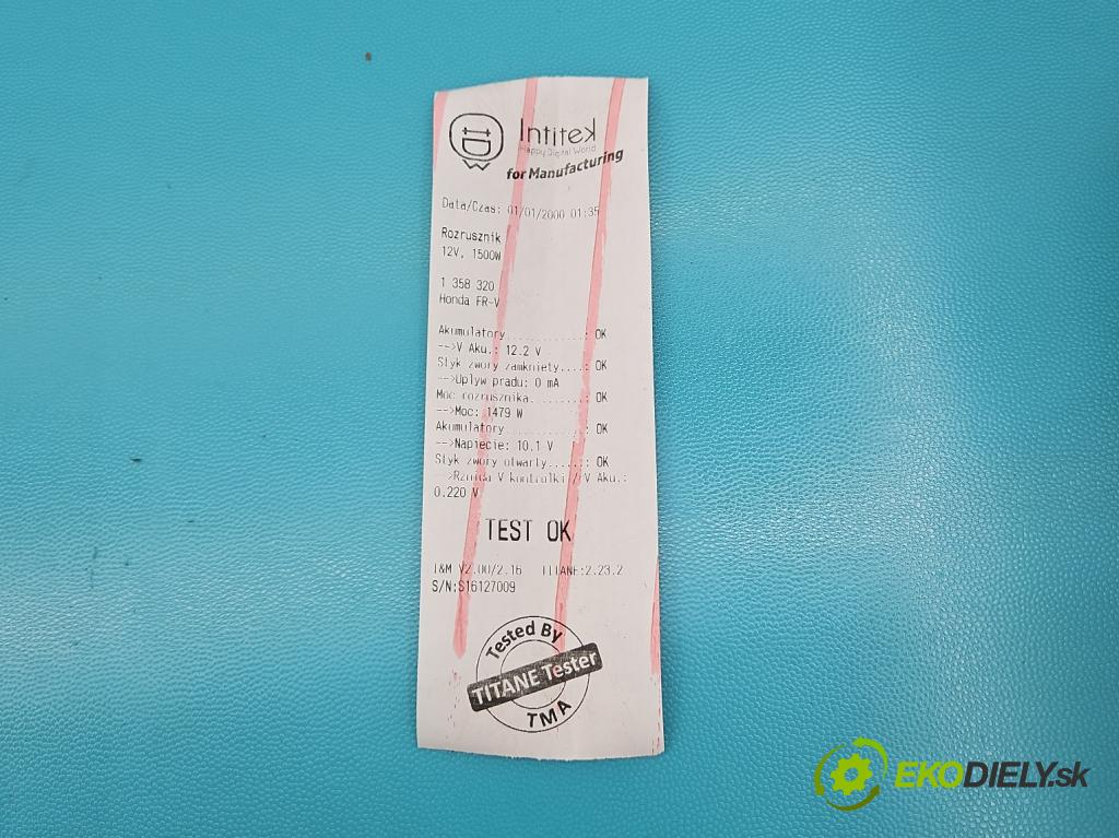 Honda Fr-v 2.2 i-CTDi 140 hp manual 103 kW 2204 cm3 5- startér: M002T85672 (Startér)