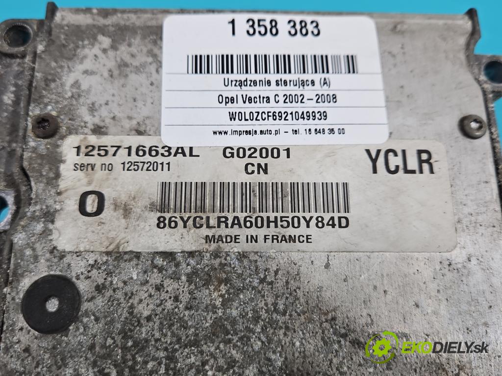 Opel Vectra C 2002-2008 2.2 16V 147 hp manual 108 kW 2198 cm3 4- řídící jednotka motoru 12571663AL
