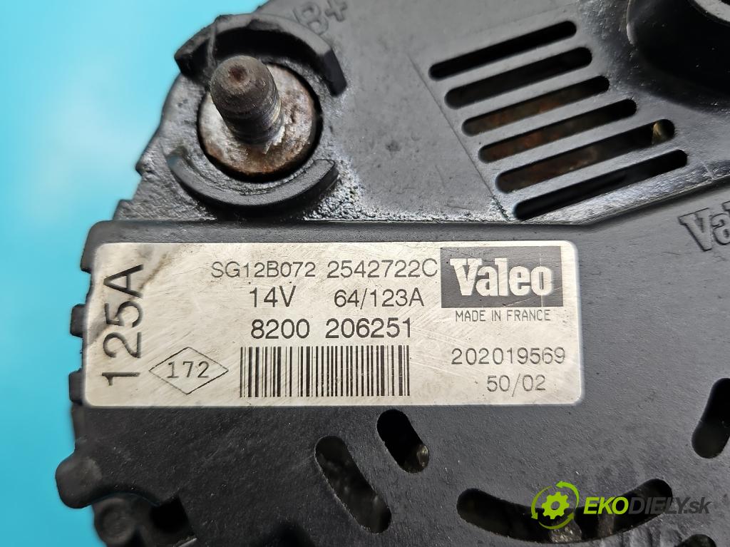 Renault Master II 1998-2010 2.2 dci 150 HP manual 110 kW 2188 cm3 5- Alternator 8200206251 (Alternátory)