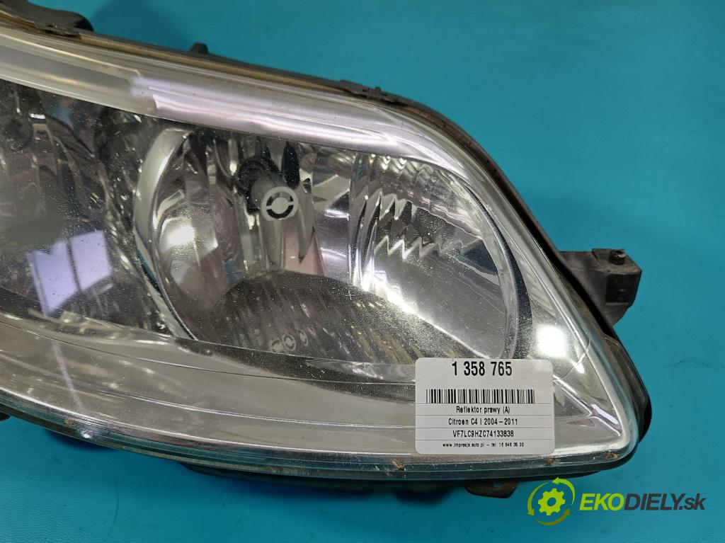 Citroen C4 I 2004-2011 1.6 hdi 109 HP manual 80 kW 1560 cm3 5- Reflektor: pravý 9646893880 (Pravé)