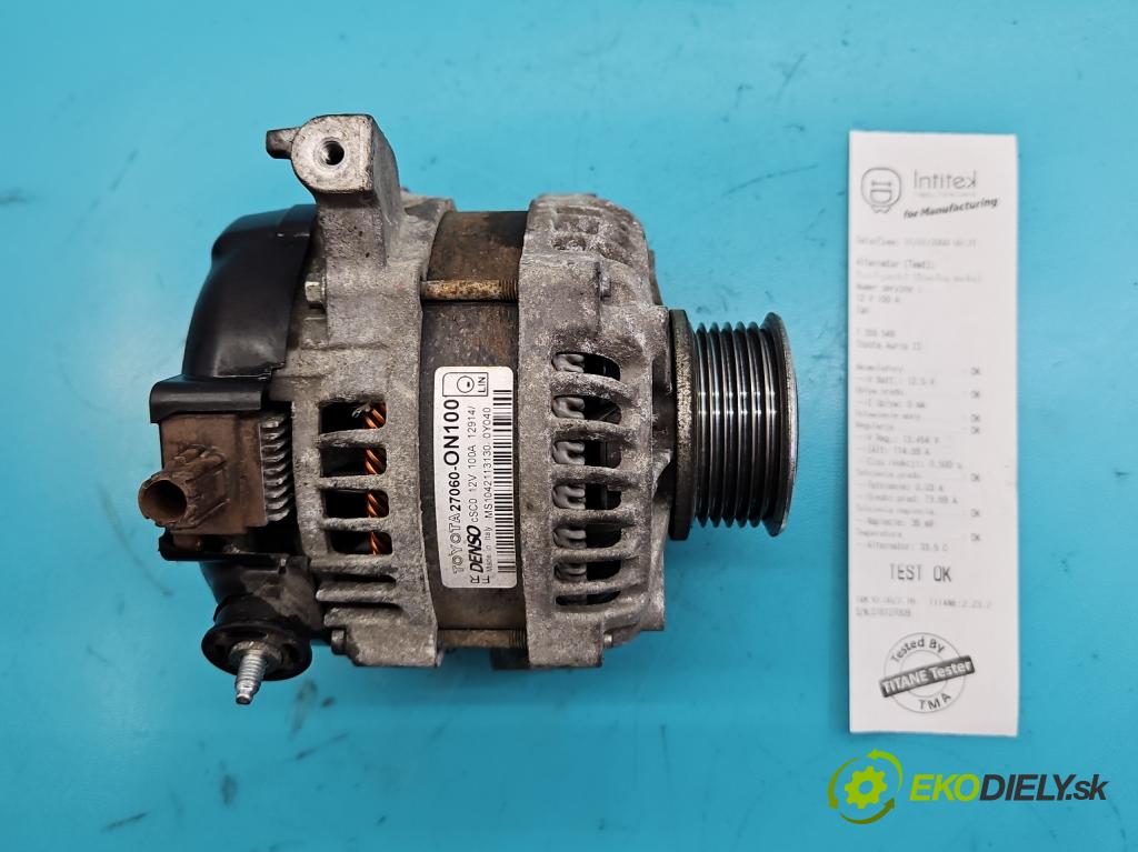 Toyota Auris II 2012-2018 1.4 D4D 90 HP manual 66 kW 1364 cm3 5- Alternator 27060-0N100 (Alternátory)
