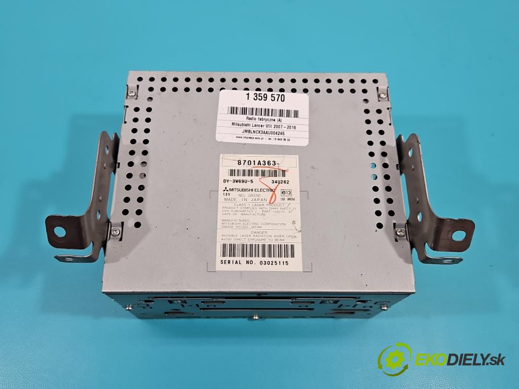 Mitsubishi Lancer VIII 2007-2016 1.8 16V 143 HP manual 105 kW 1798 cm3 5- Radio originál 8701A363
