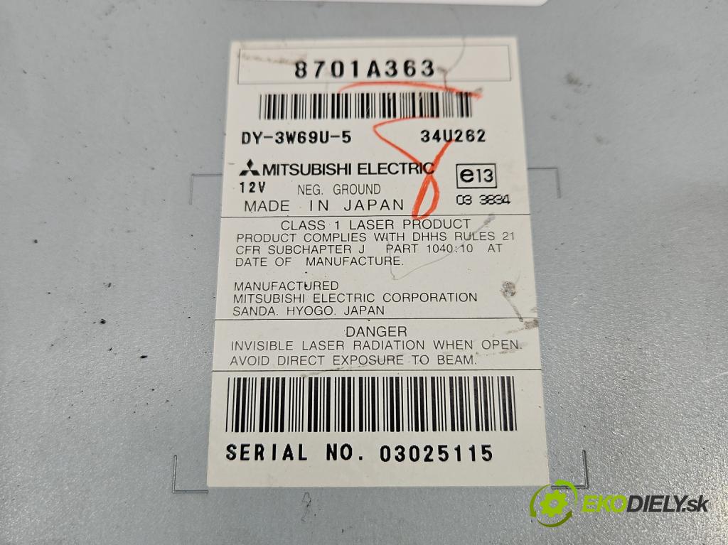 Mitsubishi Lancer VIII 2007-2016 1.8 16V 143 HP manual 105 kW 1798 cm3 5- Radio originál 8701A363