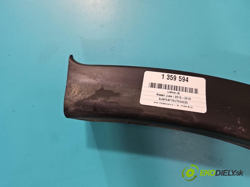 Nissan Juke I 2010-2019 1.2 T 116 HP manual 85 kW 1197 cm3 5- lišta blatník predné pravé 63860 1KA6A