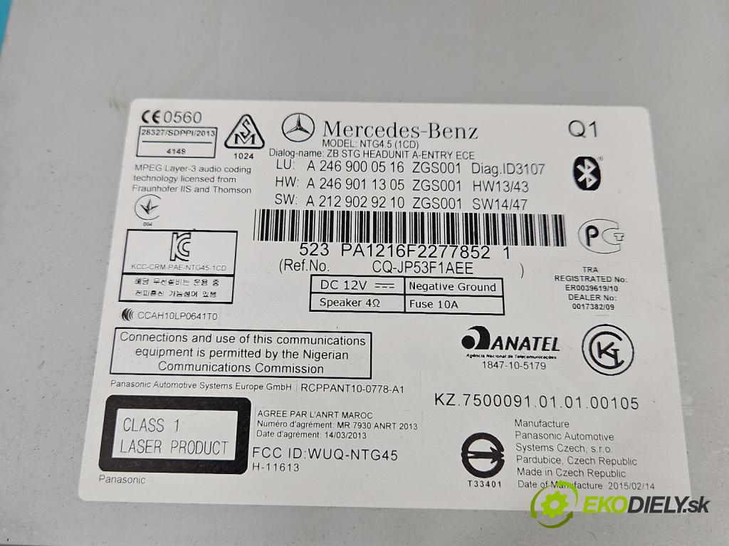 Mercedes GLA X156 2013-2019 1.6 T 156 HP automatic 115 kW 1595 cm3 5- Radio originál A2469000516
