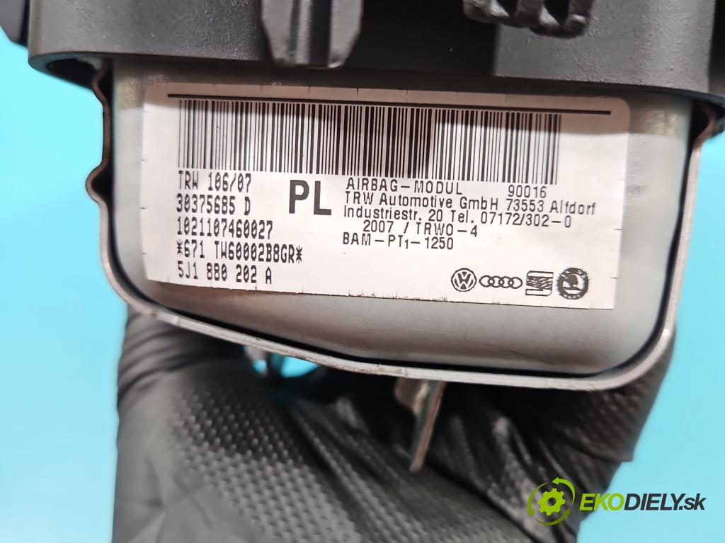 Skoda Roomster 1.4 tdi 69KM manual 51 kW 1422 cm3 5- airbag vzduch: spolujezdce: 5J1880202A (Airbag)
