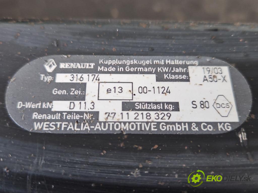 Renault Espace IV 2003-2014 2.0 T 163 hp manual 120 kW 1998 cm3 5- oko tažné  (Tažná zařízení)