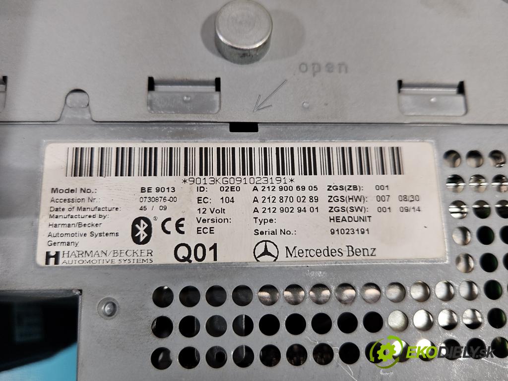 Mercedes E W212 2009-2016 3.0 cdi V6 (642890) 231 HP automatic 170 kW 2987 cm3 4- Radio originál A2129006905