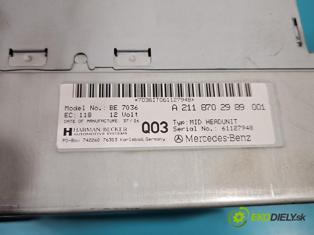 Mercedes E W211 2002-2009 1.8 kompressor 163 HP automatic 120 kW 1796 cm3 4- Radio originál A2118702989001