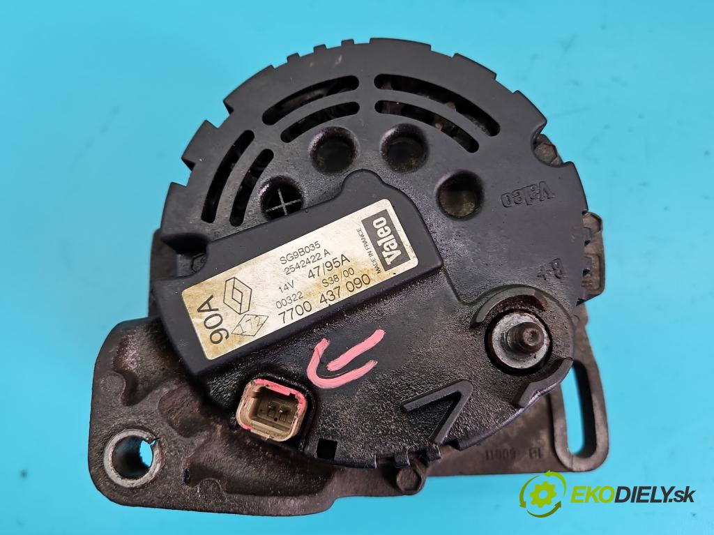Renault Clio II 1998-2012 1,2.0 16V 75 hp manual 55 kW 1149 cm3 5- Alternator 7700437090 (Alternátory)