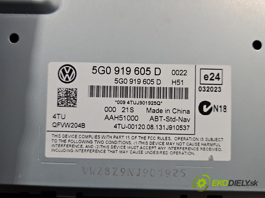 Vw Golf VII 2012-2020 1.6 tdi 105 HP automatic 77 kW 1598 cm3 5- Radio originál 5G0919605D
