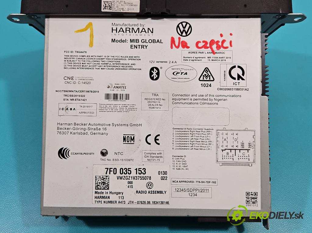 Vw Caddy III 2K 2003-2020 2.0 tdi 102 HP manual 75 kW 1968 cm3 5- Radio originál 7F0035153