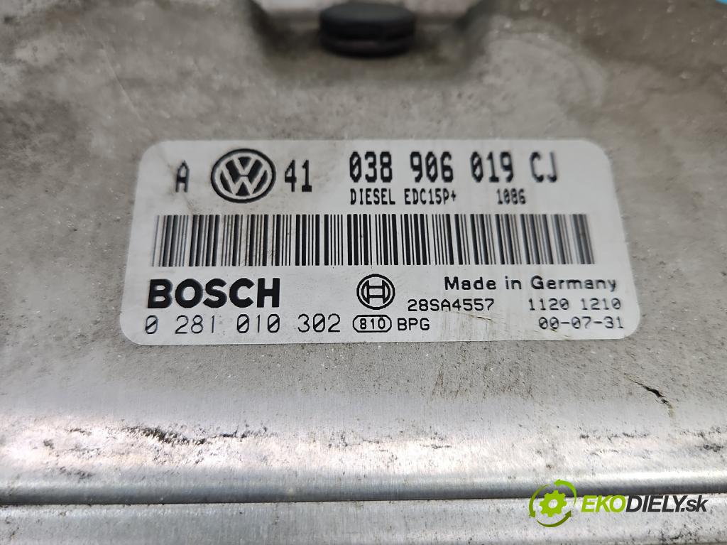 Vw Golf IV 1997-2003 1.9 tdi 116 hp manual 85 kW 1896 cm3 5- řídící jednotka motoru 038906019CJ