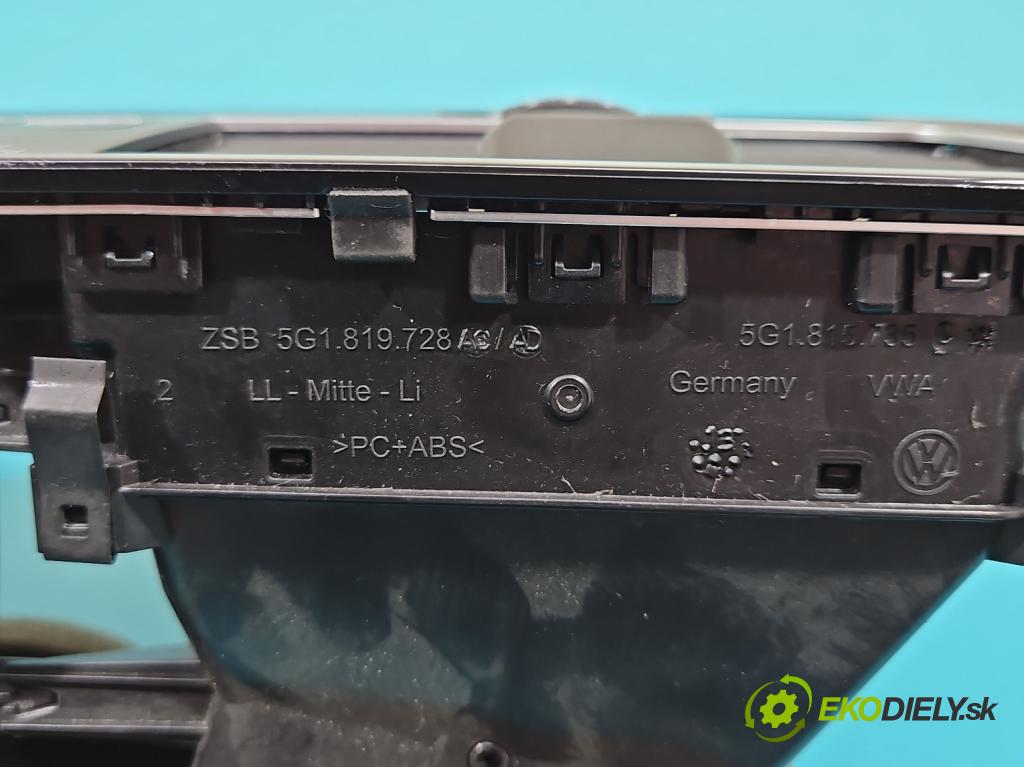 Vw Golf VII 2012-2020 1.6 tdi 105 HP automatic 77 kW 1598 cm3 5- Mřížka: kúrenia stredová 5G1819728AC (Mriežky kúrenia (fukáre))