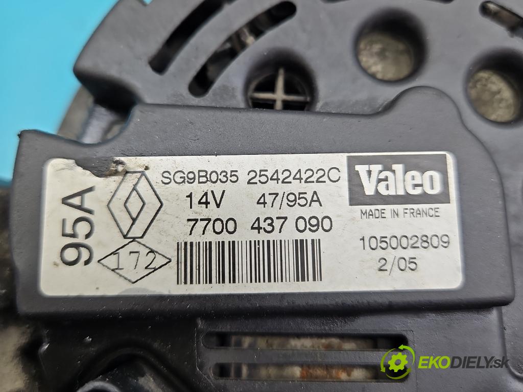 Renault Clio II 1998-2012 1,2.0 16V 75 HP manual 55 kW 1149 cm3 5- Alternator 7700437090 (Alternátory)